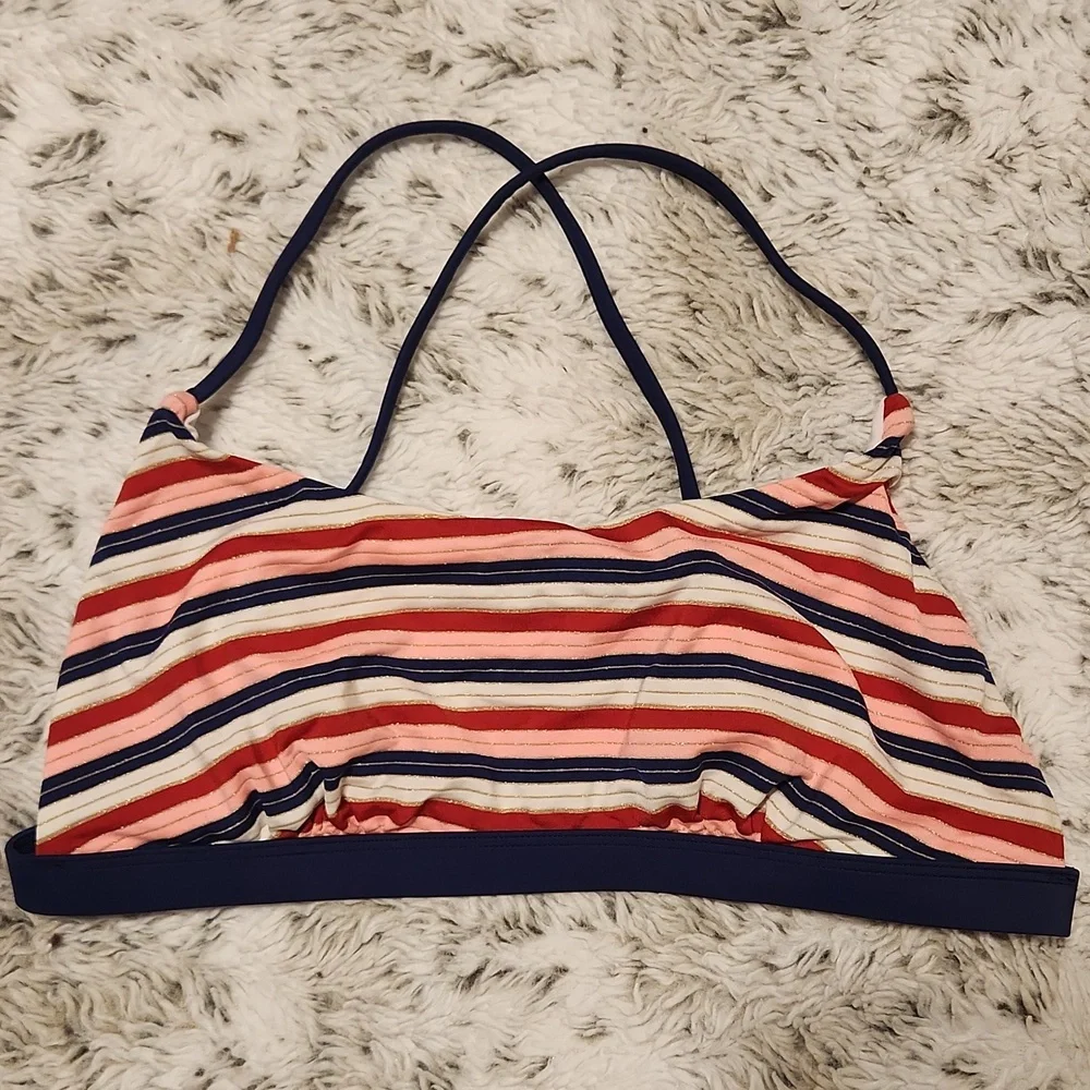 Cupshe Navy, Red & Cream Striped Bikini Set